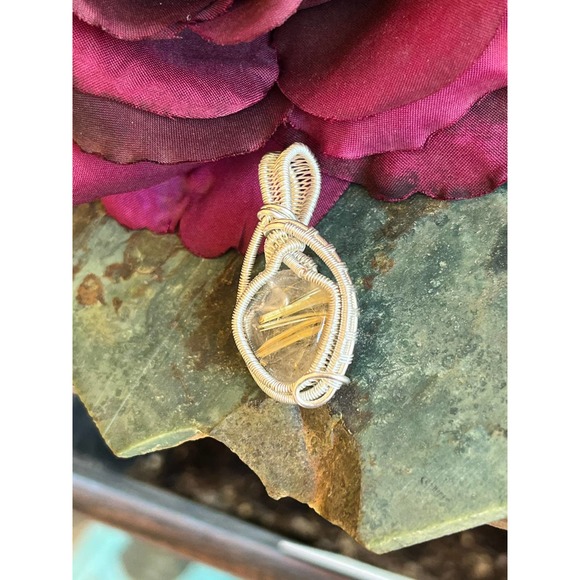 Gold Rutile Quartz Wrapped In 925 Sterling Silver - Picture 3 of 10